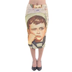 Little Sailor  Velvet Midi Pencil Skirt by Valentinaart