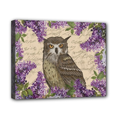 Vintage Owl And Lilac Canvas 10  X 8  by Valentinaart