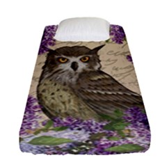 Vintage Owl And Lilac Fitted Sheet (single Size) by Valentinaart