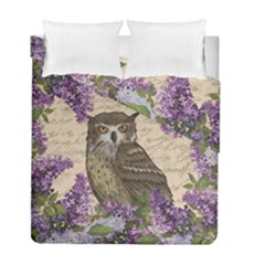 Vintage Owl And Lilac Duvet Cover Double Side (full/ Double Size) by Valentinaart