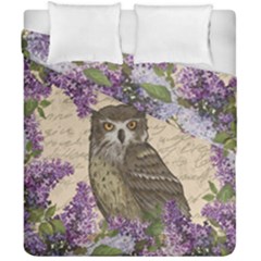 Vintage Owl And Lilac Duvet Cover Double Side (california King Size) by Valentinaart