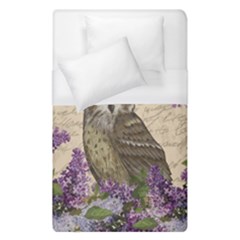 Vintage Owl And Lilac Duvet Cover (single Size) by Valentinaart