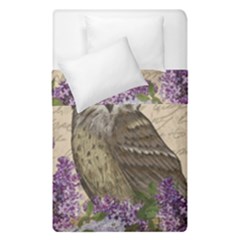 Vintage Owl And Lilac Duvet Cover Double Side (single Size) by Valentinaart