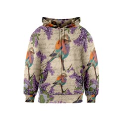 Vintage Bird And Lilac Kids  Zipper Hoodie by Valentinaart