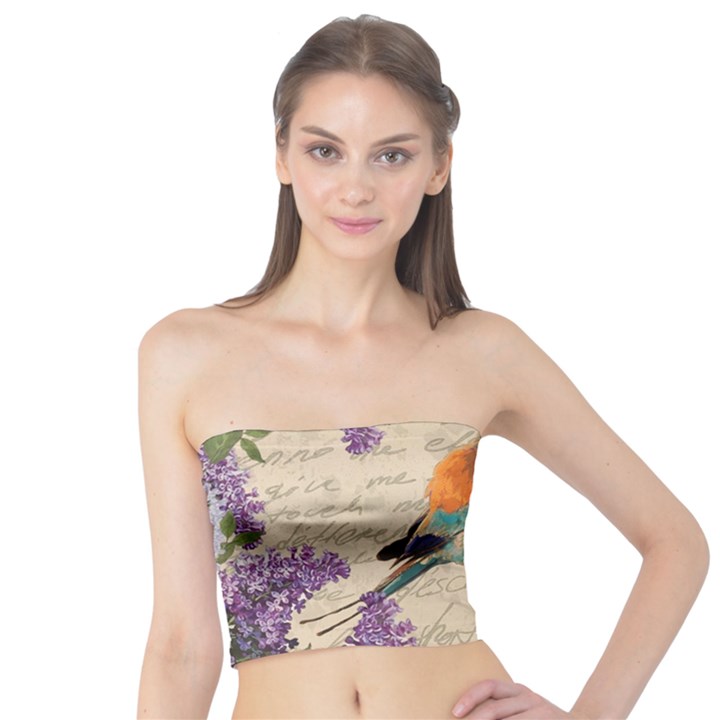 Vintage bird and lilac Tube Top