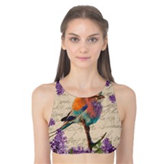 Vintage Bird And Lilac Tank Bikini Top by Valentinaart