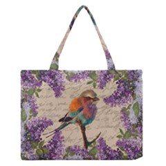 Vintage Bird And Lilac Medium Zipper Tote Bag by Valentinaart