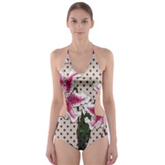 Vintage Flowers Cut-out One Piece Swimsuit by Valentinaart