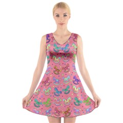 Toys Pattern V-neck Sleeveless Skater Dress by Valentinaart