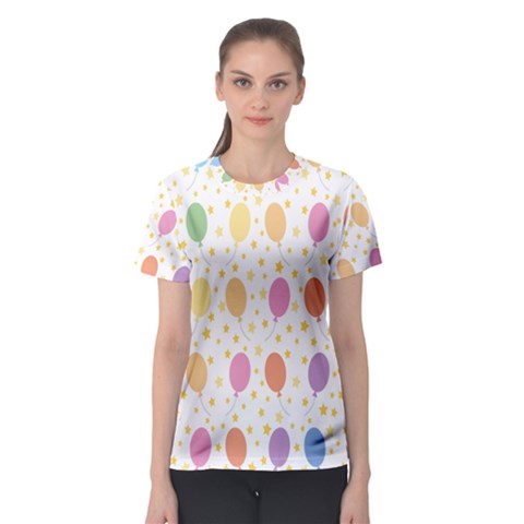 Balloon Star Rainbow Women s Sport Mesh Tee by Mariart