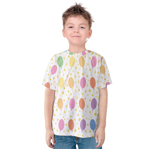 Balloon Star Rainbow Kids  Cotton Tee by Mariart