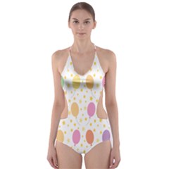 Balloon Star Rainbow Cut-out One Piece Swimsuit by Mariart