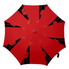 Flower Floral Red Back Sakura Hook Handle Umbrellas (large) by Mariart