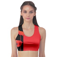 Flower Floral Red Back Sakura Sports Bra by Mariart