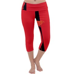 Flower Floral Red Back Sakura Capri Yoga Leggings by Mariart