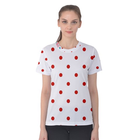 Flower Floral Polka Dot Orange Women s Cotton Tee by Mariart