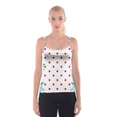 Flower Floral Polka Dot Orange Spaghetti Strap Top by Mariart