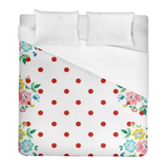 Flower Floral Polka Dot Orange Duvet Cover (full/ Double Size) by Mariart