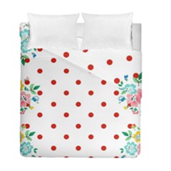 Flower Floral Polka Dot Orange Duvet Cover Double Side (full/ Double Size) by Mariart