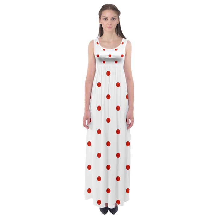 Flower Floral Polka Dot Orange Empire Waist Maxi Dress