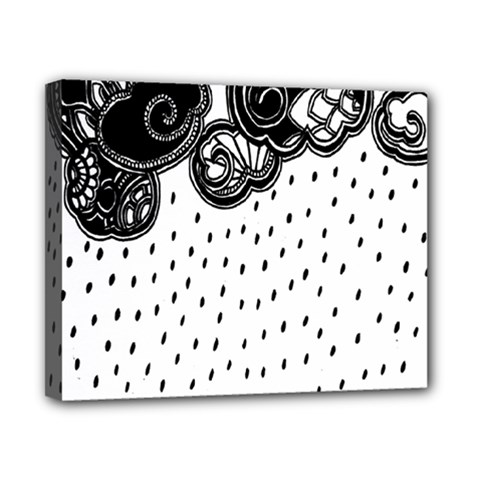 Batik Rain Black Flower Spot Canvas 10  X 8  by Mariart