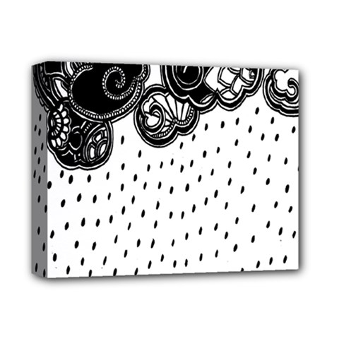 Batik Rain Black Flower Spot Deluxe Canvas 14  X 11  by Mariart