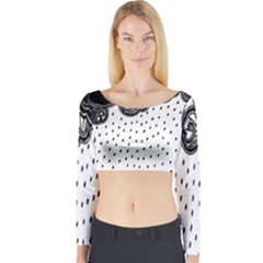 Batik Rain Black Flower Spot Long Sleeve Crop Top by Mariart