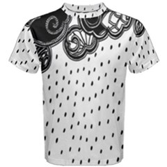 Batik Rain Black Flower Spot Men s Cotton Tee by Mariart