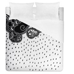 Batik Rain Black Flower Spot Duvet Cover (queen Size) by Mariart