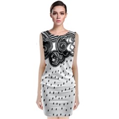 Batik Rain Black Flower Spot Classic Sleeveless Midi Dress by Mariart