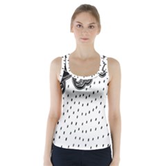 Batik Rain Black Flower Spot Racer Back Sports Top by Mariart