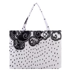 Batik Rain Black Flower Spot Medium Tote Bag by Mariart