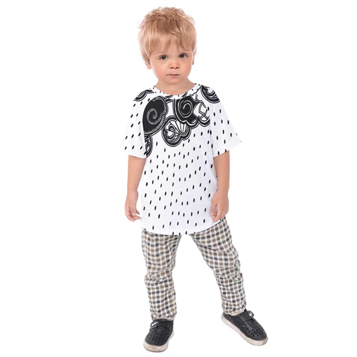 Batik Rain Black Flower Spot Kids  Raglan Tee