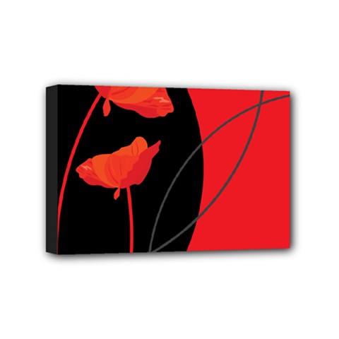 Flower Floral Red Black Sakura Line Mini Canvas 6  X 4  by Mariart