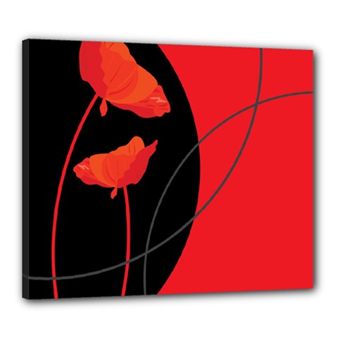 Flower Floral Red Black Sakura Line Canvas 24  X 20  by Mariart