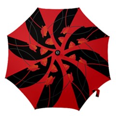 Flower Floral Red Black Sakura Line Hook Handle Umbrellas (large) by Mariart