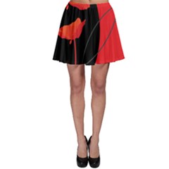 Flower Floral Red Black Sakura Line Skater Skirt by Mariart