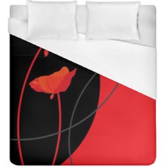 Flower Floral Red Black Sakura Line Duvet Cover (king Size) by Mariart