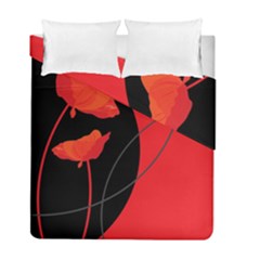 Flower Floral Red Black Sakura Line Duvet Cover Double Side (full/ Double Size) by Mariart