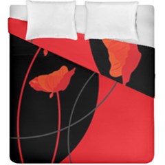 Flower Floral Red Black Sakura Line Duvet Cover Double Side (king Size) by Mariart