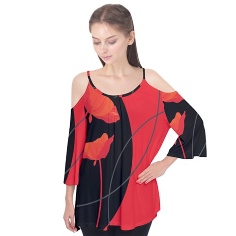 Flower Floral Red Black Sakura Line Flutter Tees by Mariart