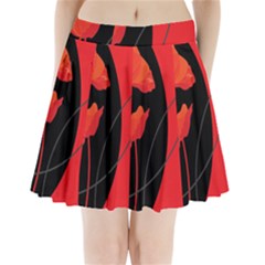 Flower Floral Red Black Sakura Line Pleated Mini Skirt