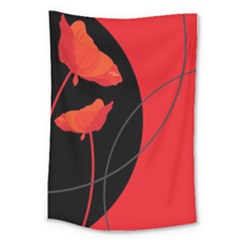 Flower Floral Red Black Sakura Line Large Tapestry by Mariart