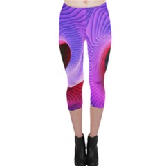 Digital Art Spirals Wave Waves Chevron Red Purple Blue Pink Capri Leggings  by Mariart