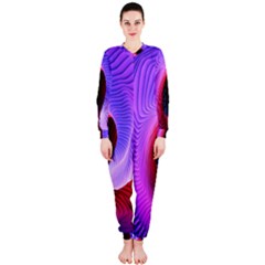 Digital Art Spirals Wave Waves Chevron Red Purple Blue Pink Onepiece Jumpsuit (ladies)  by Mariart