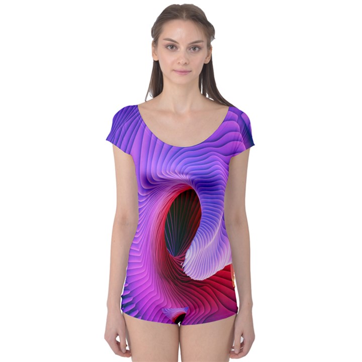 Digital Art Spirals Wave Waves Chevron Red Purple Blue Pink Boyleg Leotard 