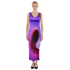 Digital Art Spirals Wave Waves Chevron Red Purple Blue Pink Fitted Maxi Dress by Mariart