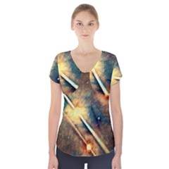 Light Space Short Sleeve Front Detail Top by DeneWestUK