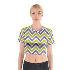 Zig Zags Pattern Cotton Crop Top by Valentinaart