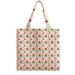 Flower Floral Sunflower Rose Star Red Green Zipper Grocery Tote Bag by Mariart